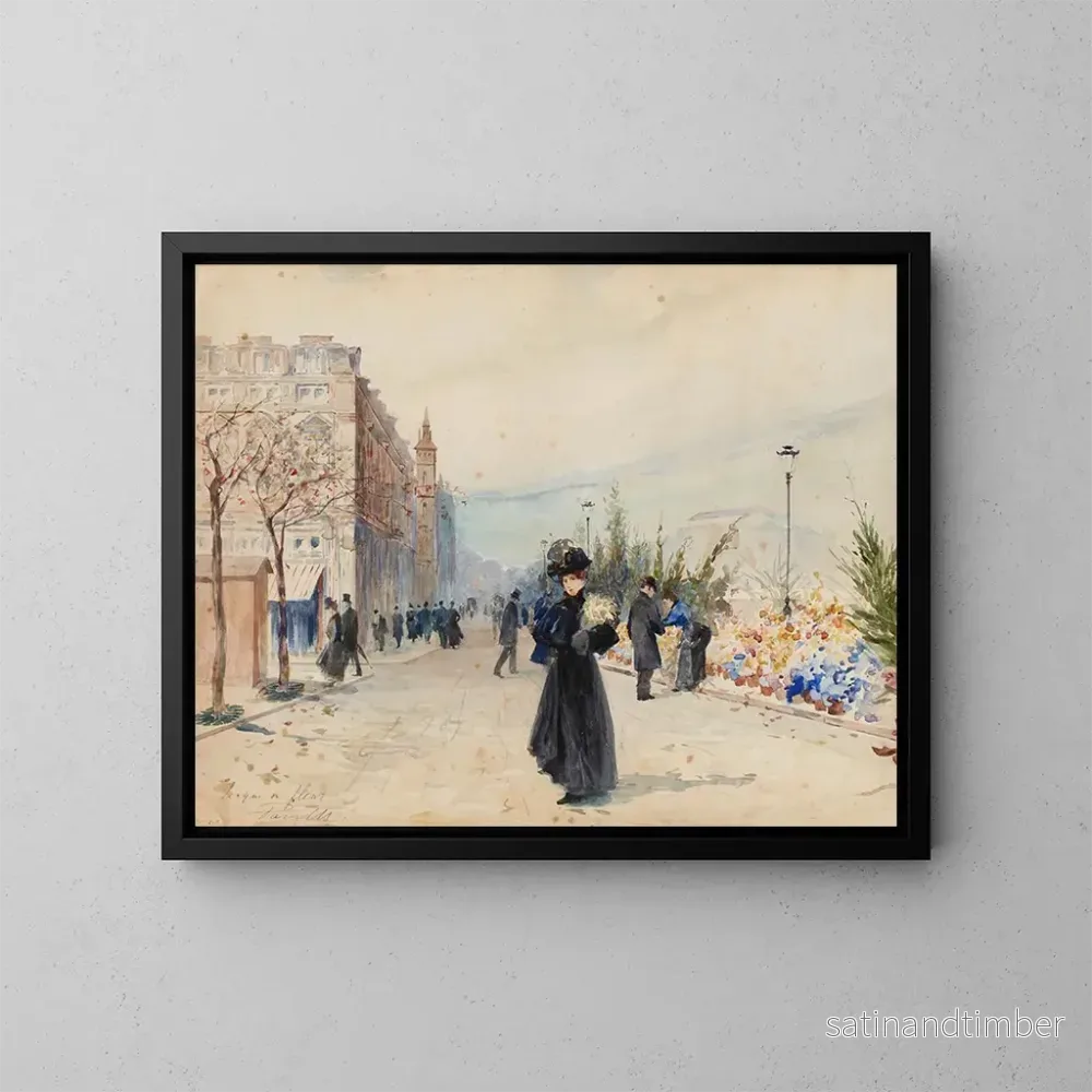 Reproduktion av målningen Le Quai aux fleurs, 4:e arrondissement - Élie Anatole Pavil