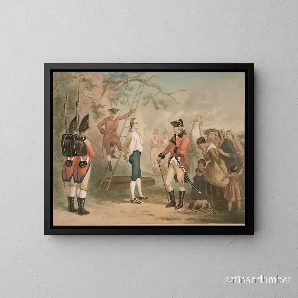 Reproduktion av målningen Les Derniers Mots de Nathan Hale – Felix O. C. Darley Reproduktion av målningen Les Derniers Mots de Nathan Hale – Felix O. C. Darley