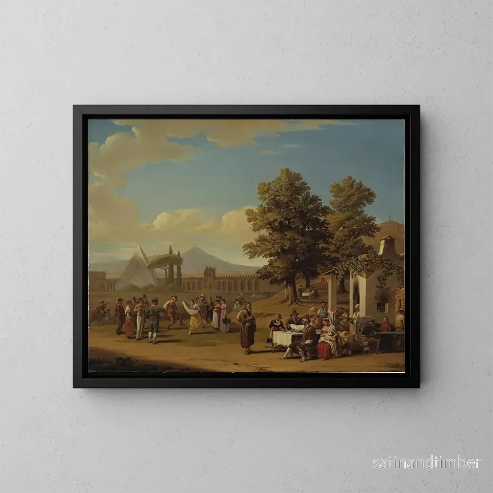 Reproduktion av målningen av den italienska skördefesten vid Monte Testaccio nära Rom – Hjalmar Mörner Reproduktion av målningen av den italienska skördefesten vid Monte Testaccio nära Rom – Hjalmar Mörner