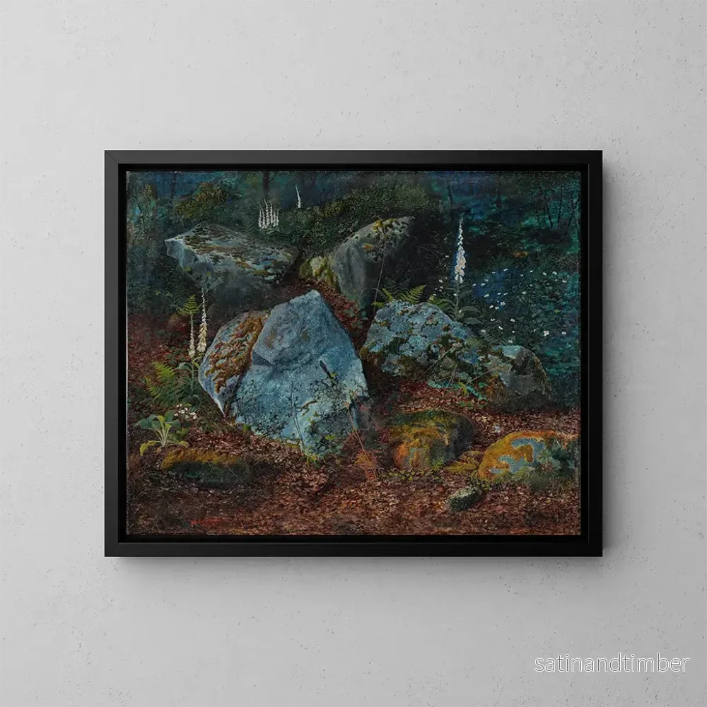 Reproduktion av målningen av klippor i Storsforths skog – John Atkinson Grimshaw Reproduktion av målningen av klippor i Storsforths skog – John Atkinson Grimshaw