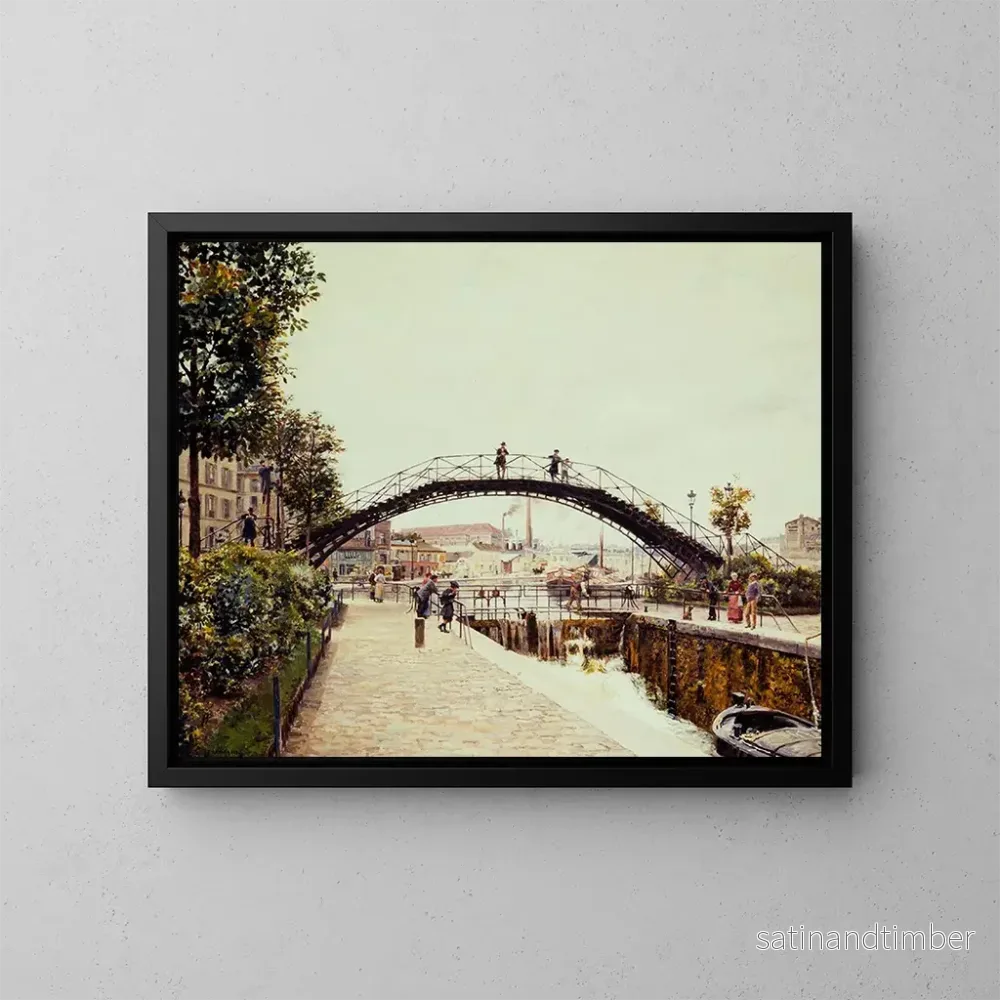 Reproduktion av målningen av Le Canal Saint-Martin - Marie-François Firmin-Girard