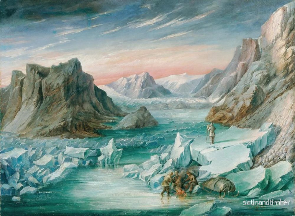 Reproduktion av målningen av den tyska expeditionen till Nordpolen mot Grönland 1869 - Josef Langl - Bild 2