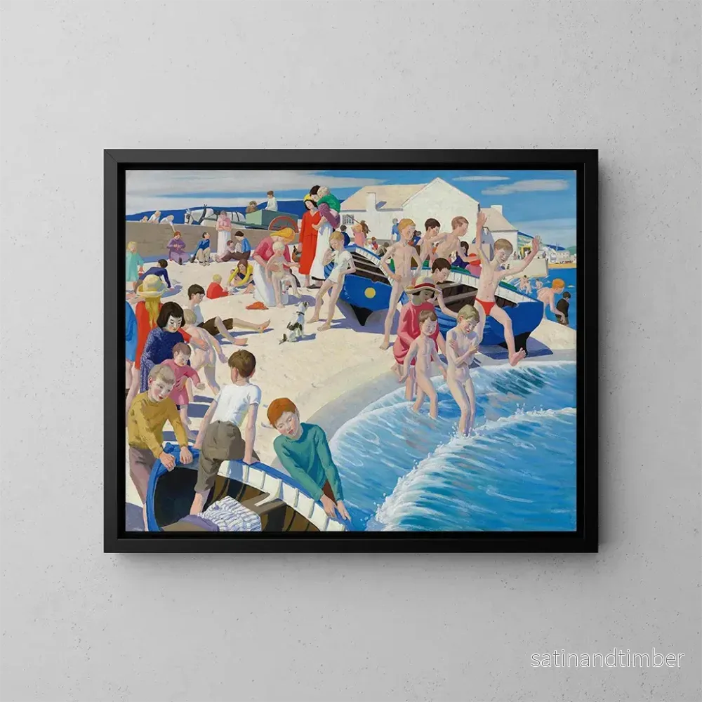 Reproduktion av målningen på stranden i Newlyn - Ernest Procter