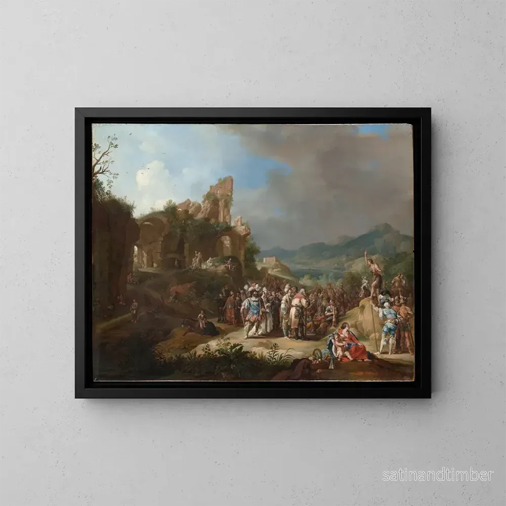 Reproduktion av målningen La Prédication de Jean-Baptiste - Bartholomeus Breenbergh