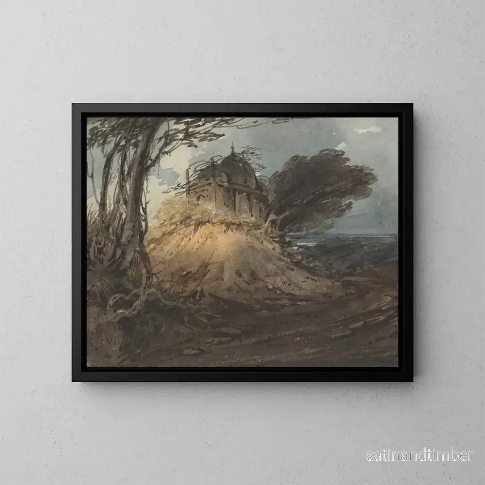 Reproduktion av målningen Temple indien - George Chinnery