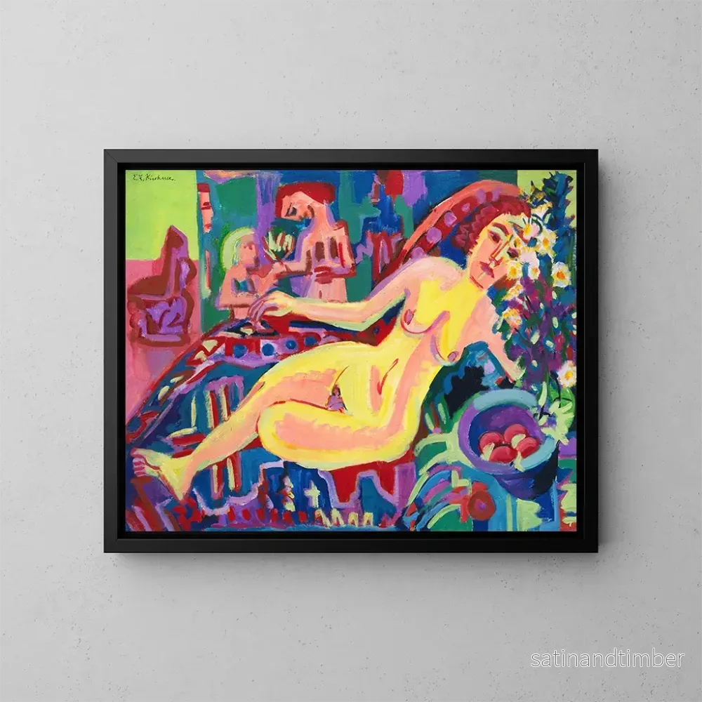 Reproduktion av målningen av naken flicka på en divan - Ernst Ludwig Kirchner
