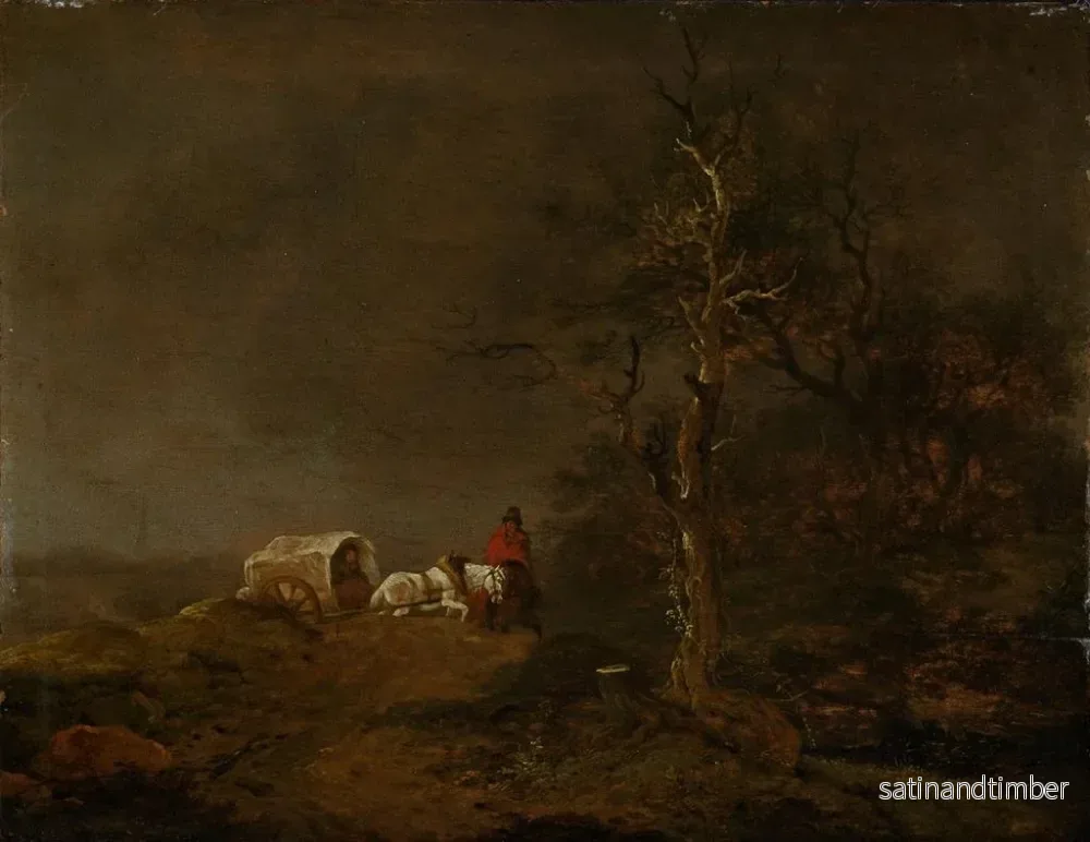 Reproduktion av målningen av stormig landskapsbild med bondvagn - Ferdinand Kobell - Bild 2