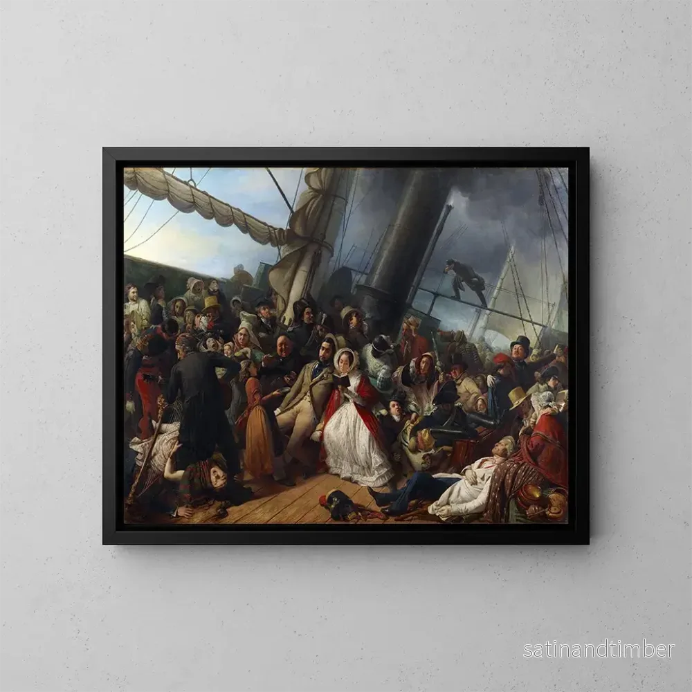 Reproduktion av målningen Sjösjuka vid balen ombord på en brittisk kryssare – François-Auguste Biard Reproduktion av målningen Sjösjuka vid balen ombord på en brittisk kryssare – François-Auguste Biard