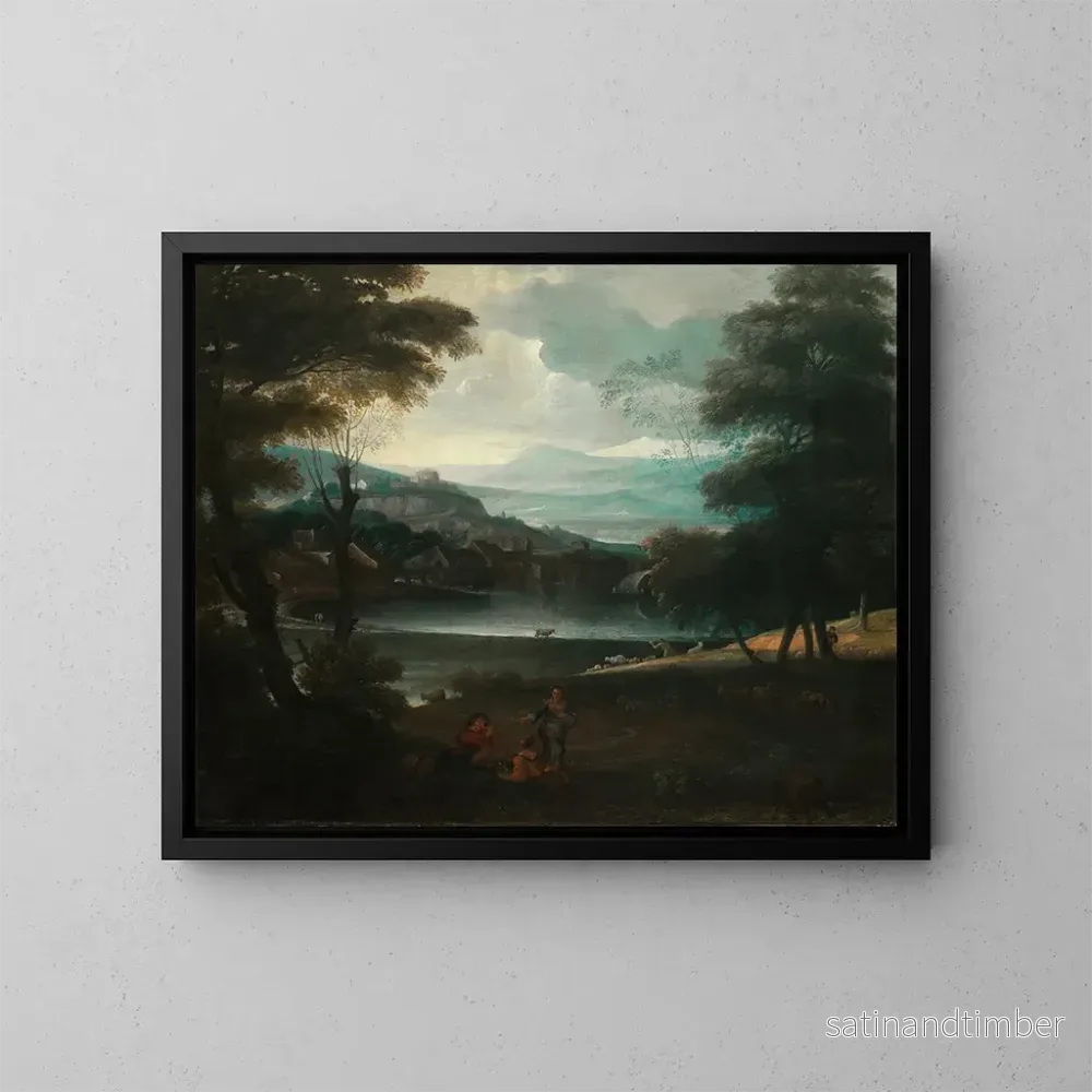 Reproduktion av målningen Landskap med herdar vila - Giovanni Francesco Grimaldi