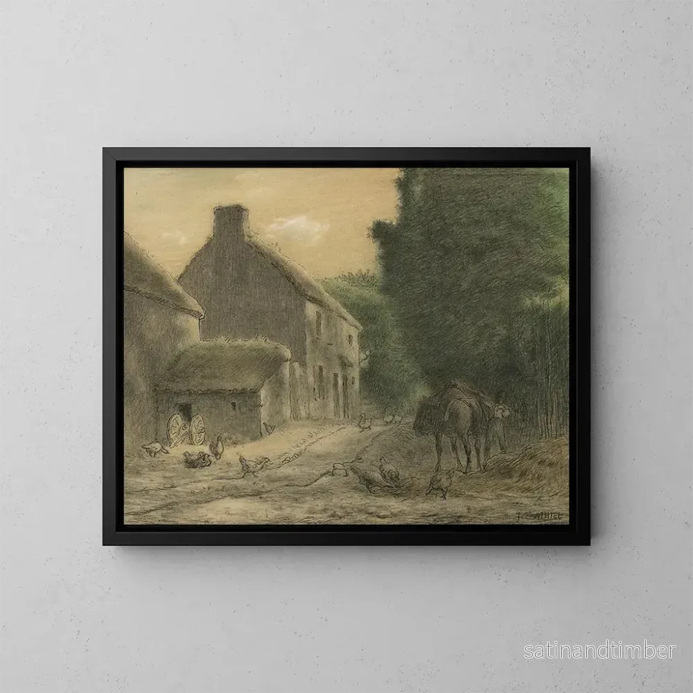 Reproduktion av målningen Ferme à Gruchy - Jean-François Millet