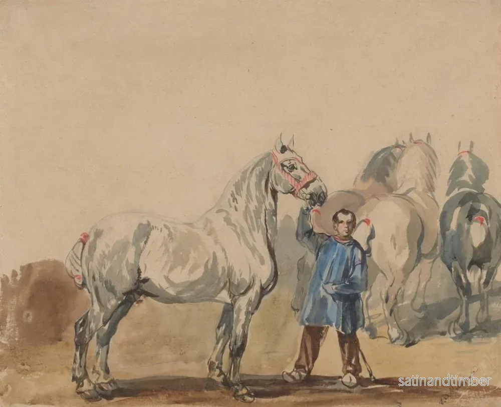 Reproduktion av målningen L'homme de l'écurie et les chevaux - Piotr Michałowski - Bild 2