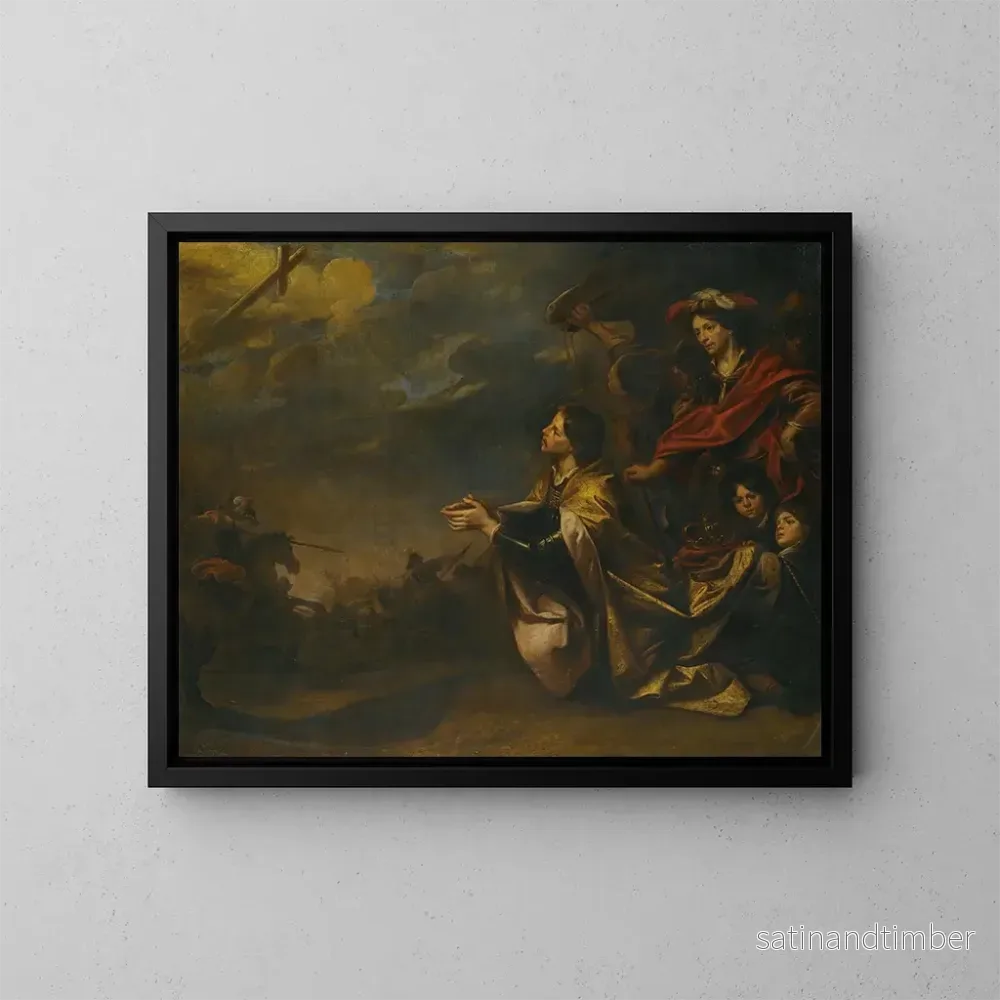 Reproduktion av målningen La vision de la croix de l'empereur Constantin avant la bataille du pont Milvius - Theodoor Boeyermans
