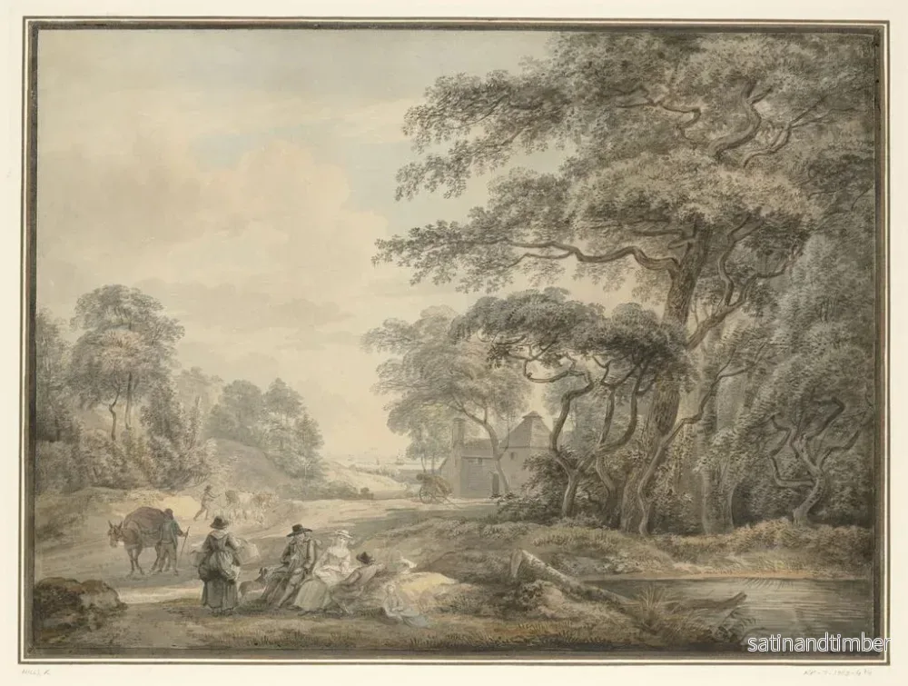 Reproduktion av målningen av Voyageurs arrêtés dans un paysage boisé - Paul Sandby - Bild 2
