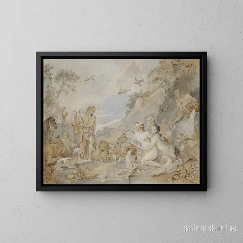 Reproduktion av målningen Orphée som förtrollar nymfer, dryader och djur – Charles-Joseph Natoire Reproduktion av målningen Orphée som förtrollar nymfer, dryader och djur – Charles-Joseph Natoire