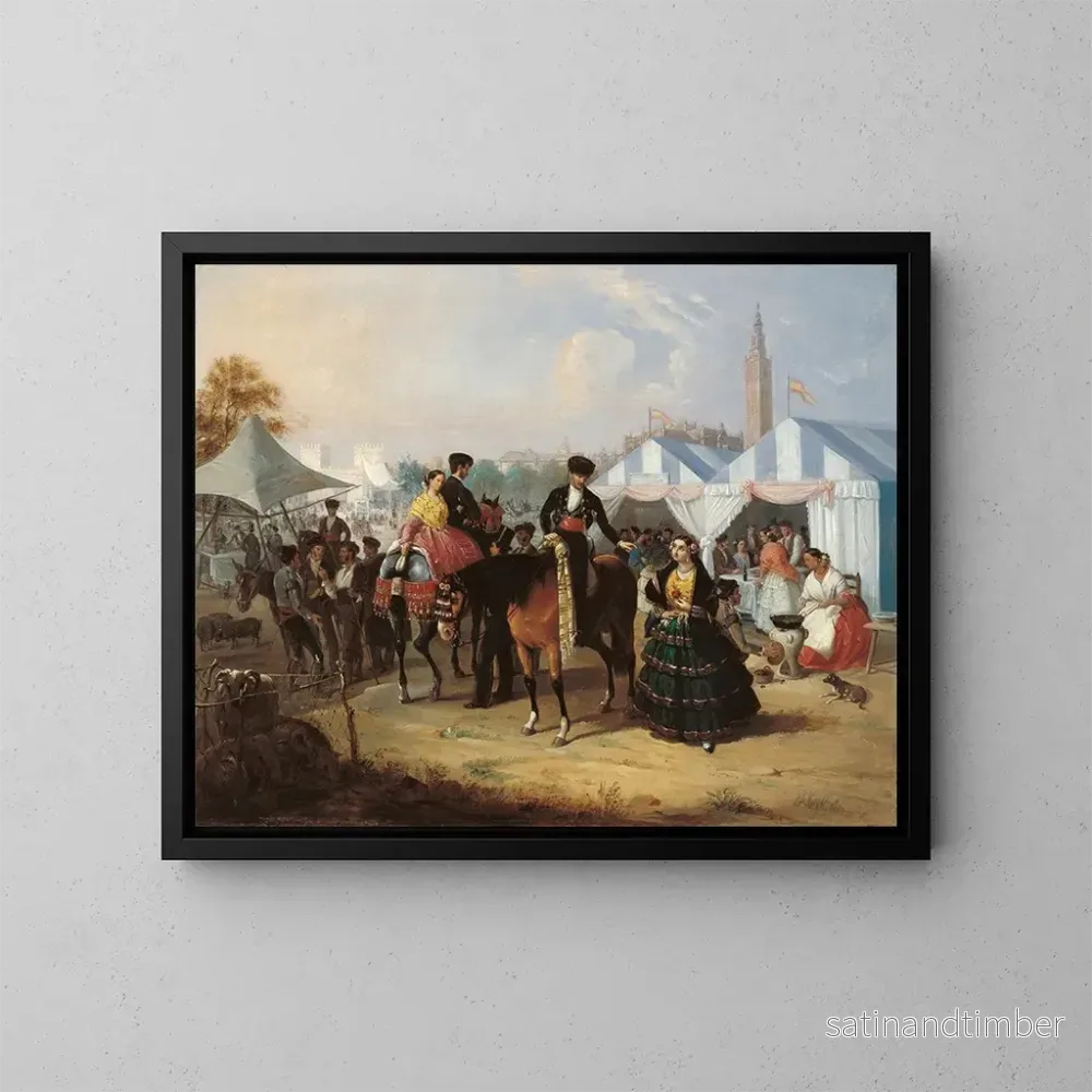 Reproduktion av målningen À la foire de Séville - Manuel Cabral Aguado Bejarano