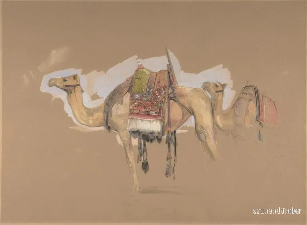 Reproduktion av målningen av två kameler - John Frederick Lewis - Bild 2