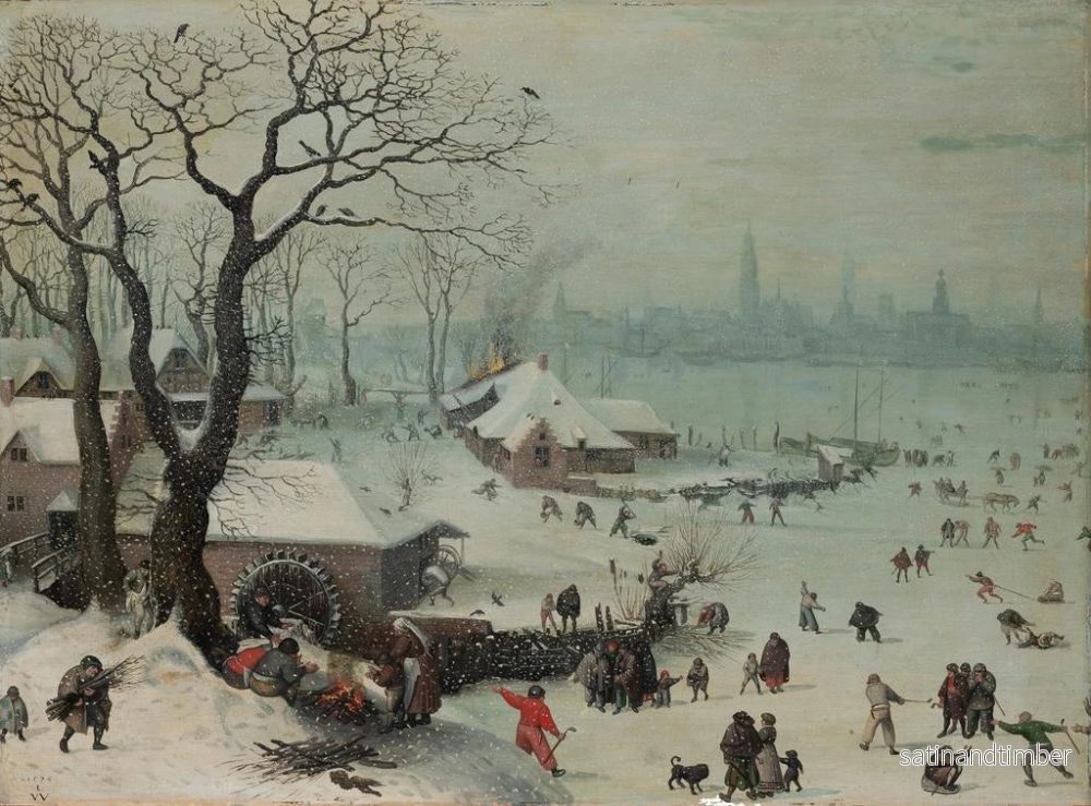 Reproduktion av målningen vinterlandskap med snöfall nära Antwerpen - Lucas van Valckenborch - Bild 2