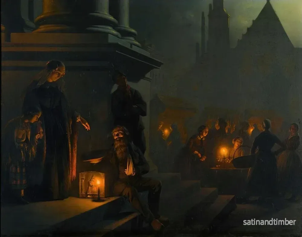Reproduktion av målningen Charité vid nattmarknaden - Petrus van Schendel - Bild 2