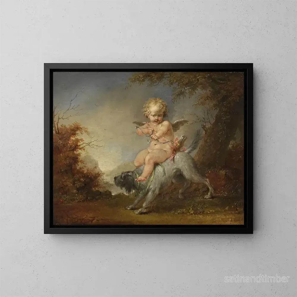 Reproduktion av målningen Cupid sur un chien - Januarius Zick