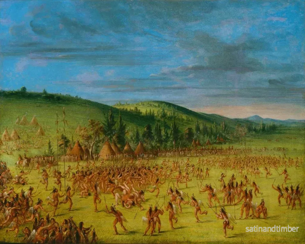 Reproduktion av målningen av Choctaw bollspel - George Catlin - Bild 2