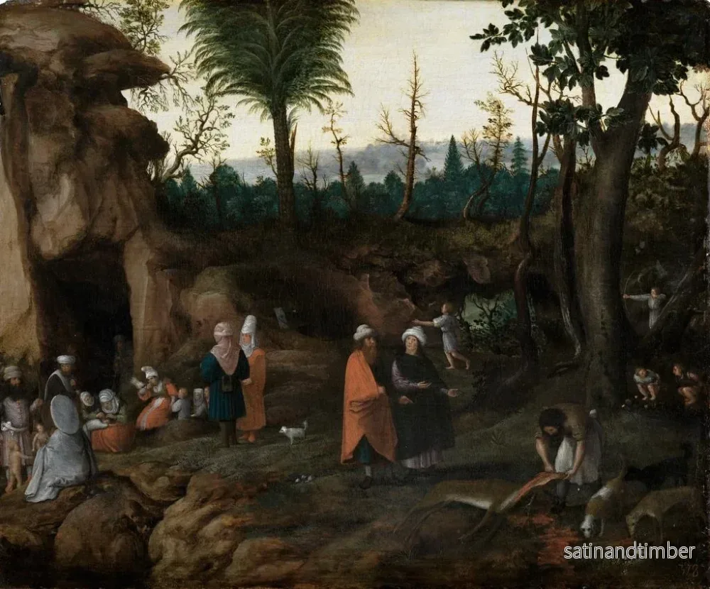 Reproduktion av målningen Landskap med klippiga formationer och nomadfamiljer - Cornelis van Dalem - Bild 2