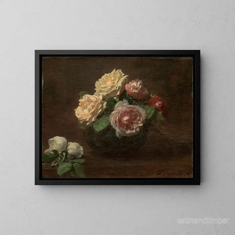 Reproduktion av målningen Rosor i en skål – Henri Fantin-Latour Reproduktion av målningen Rosor i en skål – Henri Fantin-Latour