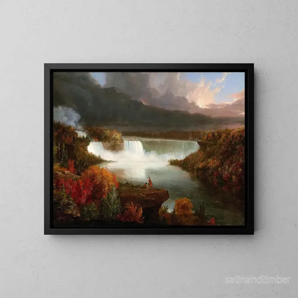 Reproduktion av målningen avlägsen vy över Niagarafallen - Thomas Cole