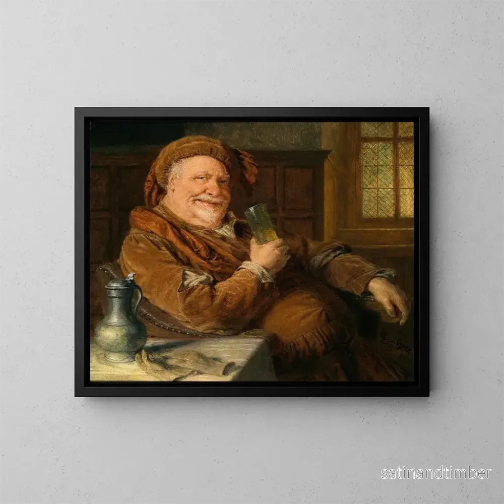 Reproduktion av målningen Falstaff med en tennkanna och ett vinglas - Eduard von Grützner