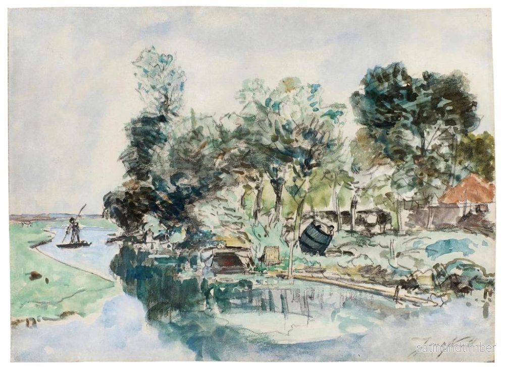 Reproduktion av målningen Promenad med båt på floden - Johan Barthold Jongkind - Bild 2