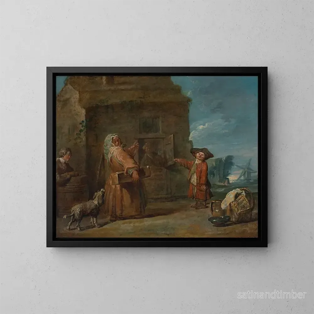 Reproduktion av målningen En genrebild, kanske "Prestidigitörens låda" - Jean Siméon Chardin