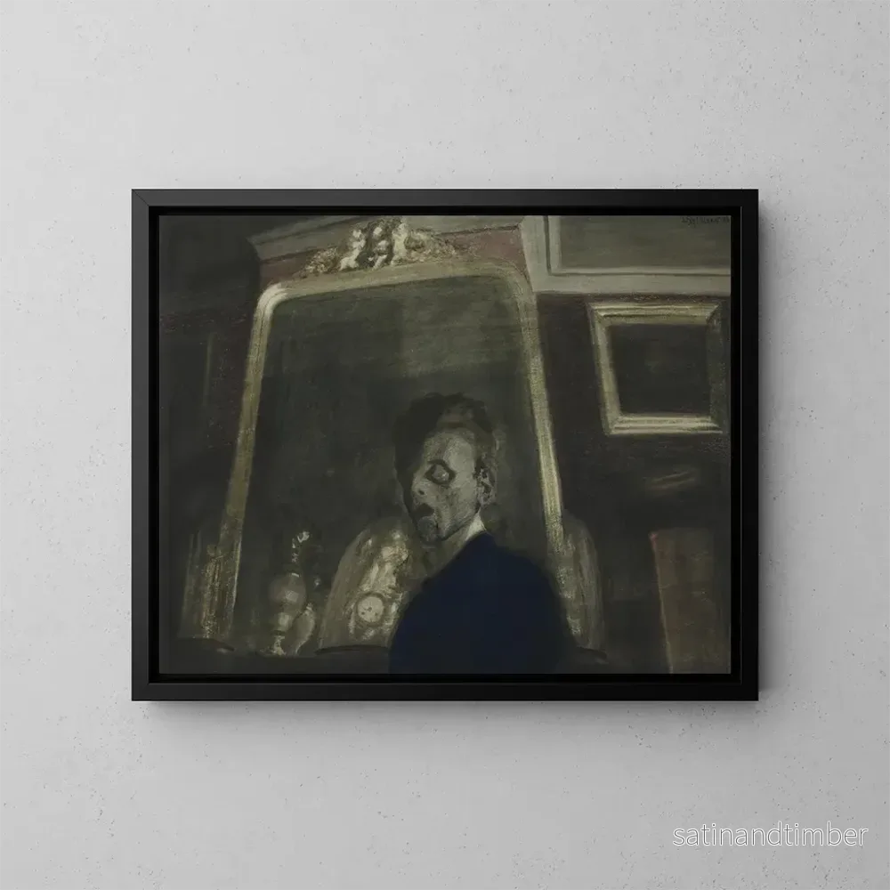 Reproduktion av målningen Självporträtt med spegel - Léon Spilliaert