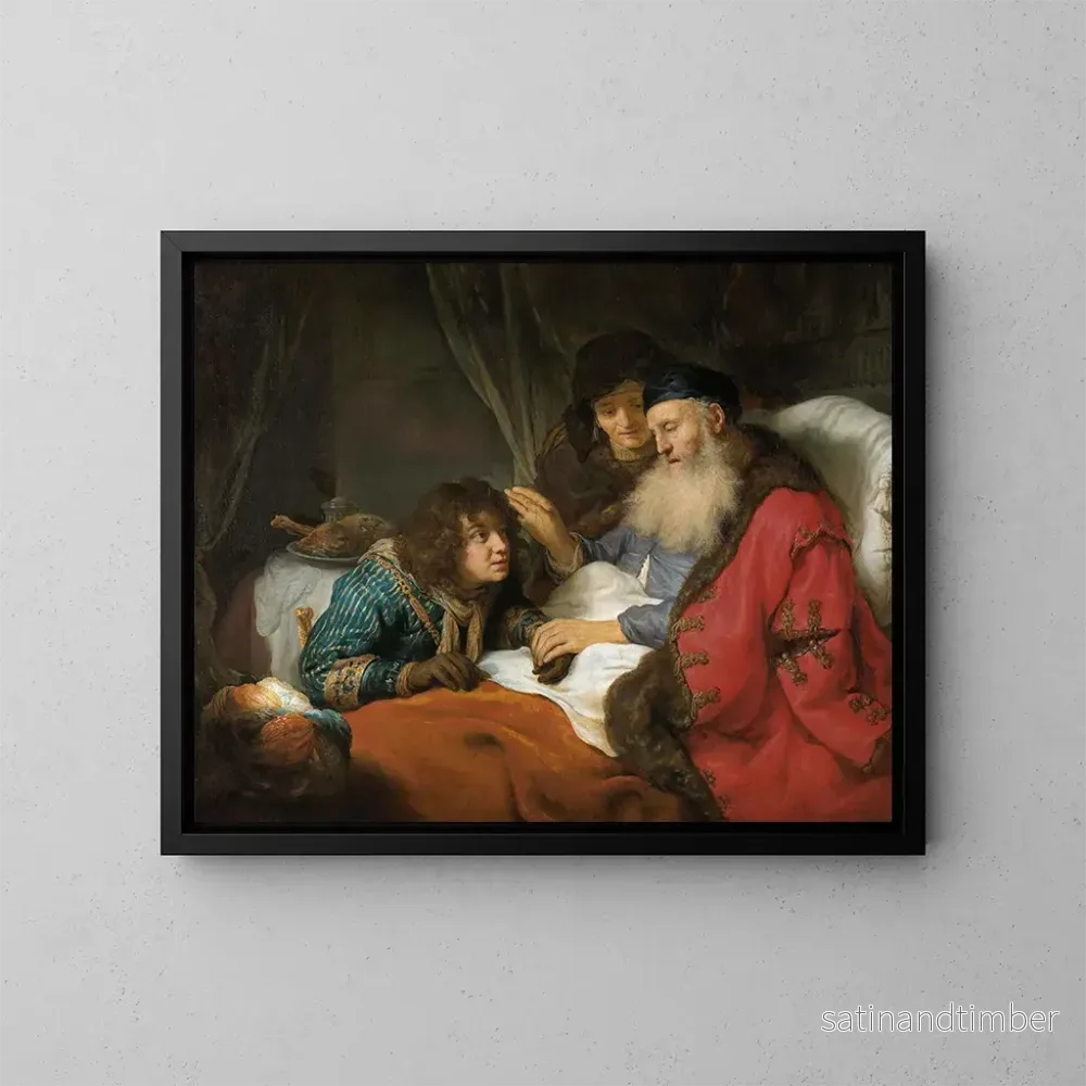 Reproduktion av målningen La bénédiction de Jacob par Isaac - Govert Flinck