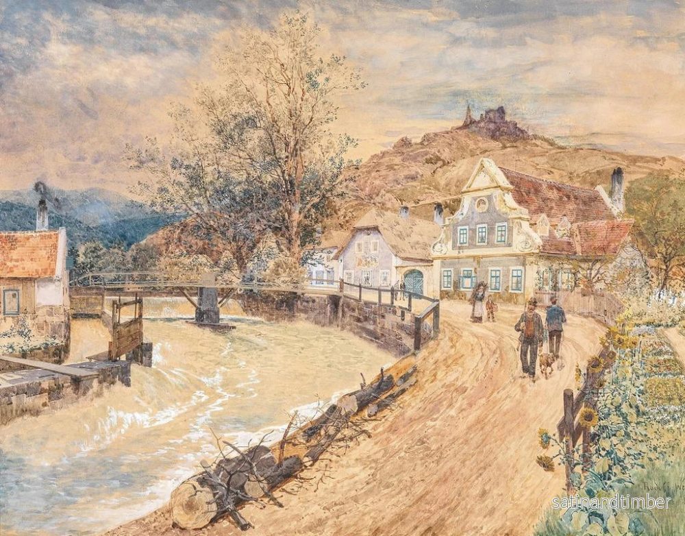 Reproduktion av målningen Motiv från Wachau med Dürnstein-ruinen - Rudolf Weber - Bild 2