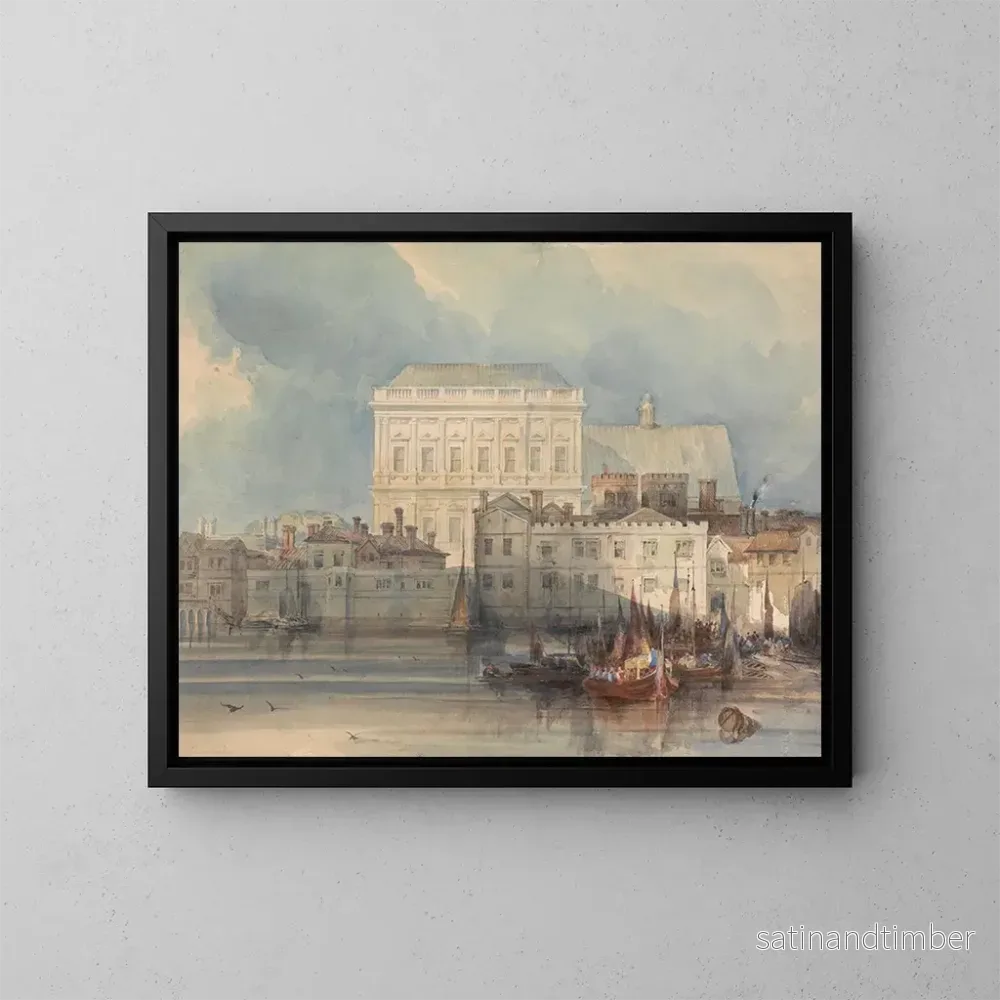 Reproduktion av målningen La salle de banquet de Whitehall depuis la rivière – George Shepheard Reproduktion av målningen La salle de banquet de Whitehall depuis la rivière – George Shepheard