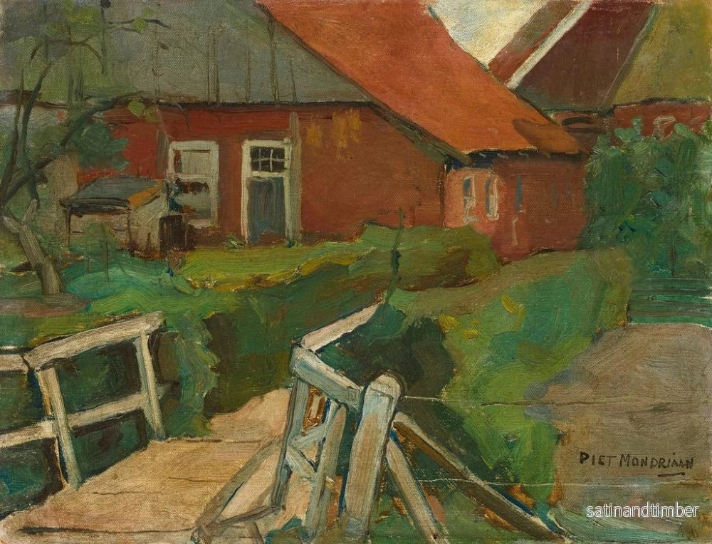 Reproduktion av målningen av jordbruksbyggnad med bro - Piet Mondrian - Bild 2