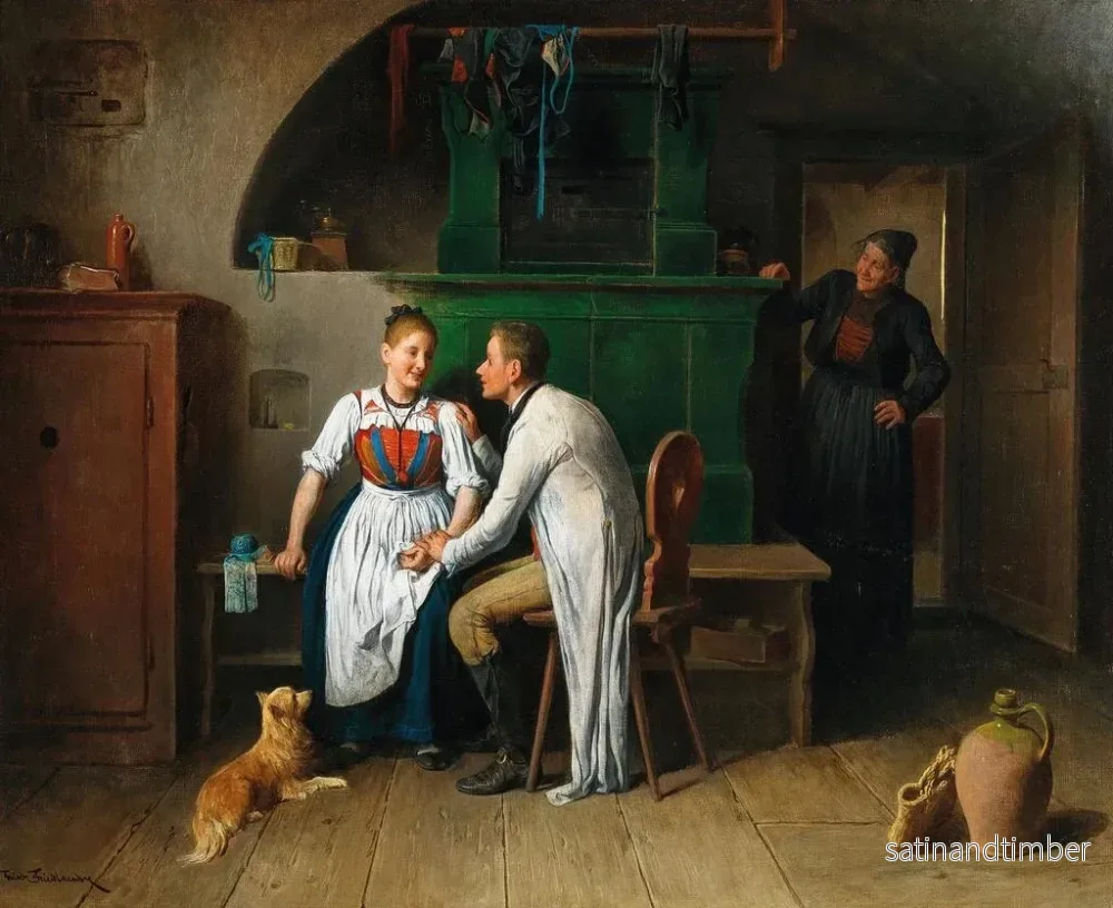 Reproduktion av målningen Veillée dans la chambre - Friedrich Friedländer - Bild 2