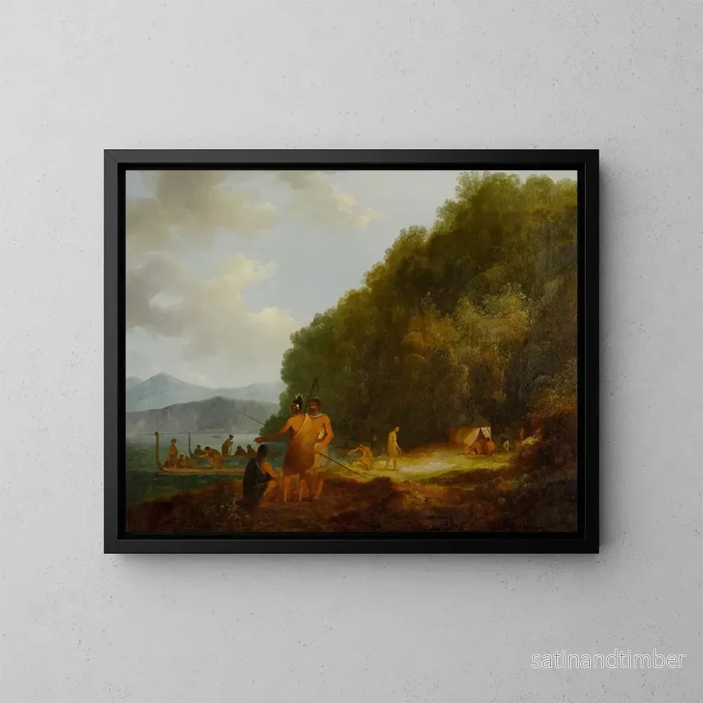Reproduktion av målningen Crique des navires, son de Queen Charlotte - John Webber