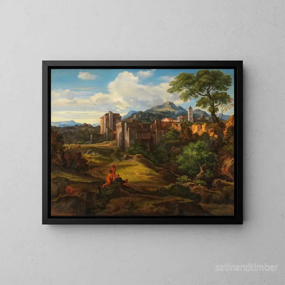 Reproduktion av målningen Landskapslandskap med befäst stad - Johann Heinrich Ferdinand Olivier