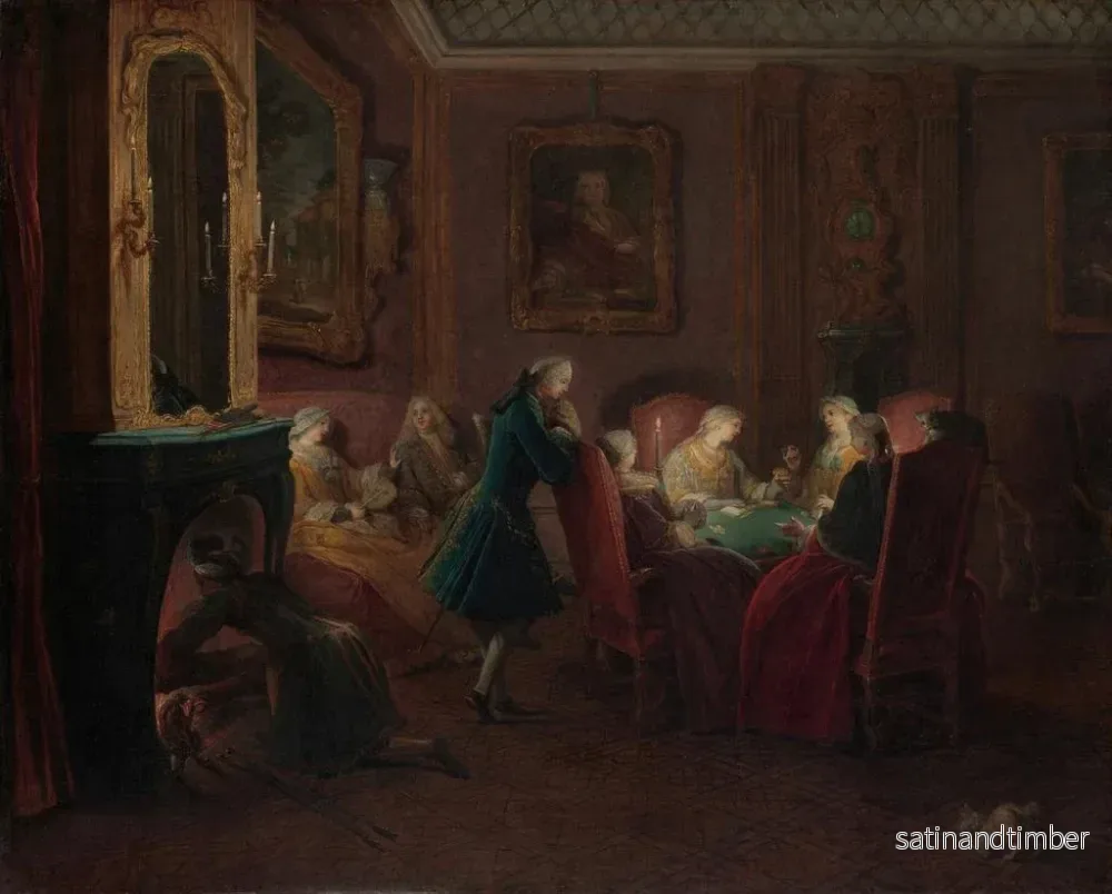 Reproduktion av målningen av kortspelare i ett salong - Pierre Louis Dumesnil den yngre - Bild 2