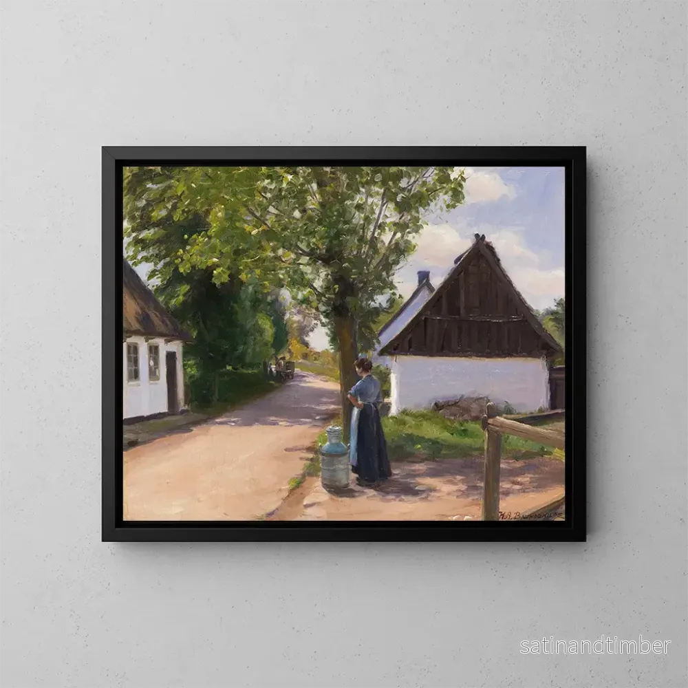 Reproduktion av målningen Rue de village danoise med bonde och mjölkbonde – Hans Andersen Brendekilde Reproduktion av målningen Rue de village danoise med bonde och mjölkbonde – Hans Andersen Brendekilde