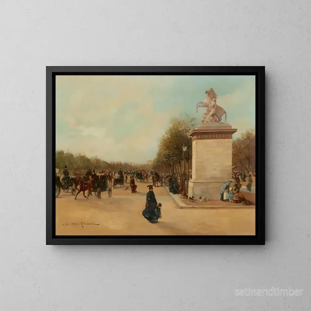Reproduktion av målningen Les Champs-Élysées med Tuileries och Triumfbågen i fjärran - Gustave Maincent
