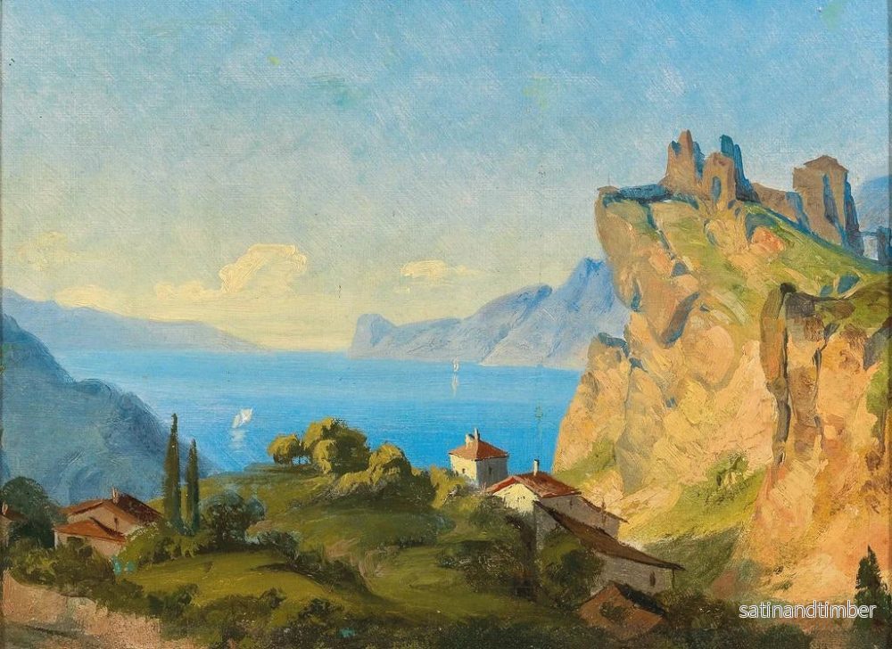 Reproduktion av målningen Vue de Nago sur le lac de Garde - Edmund Von Wrndle - Bild 2