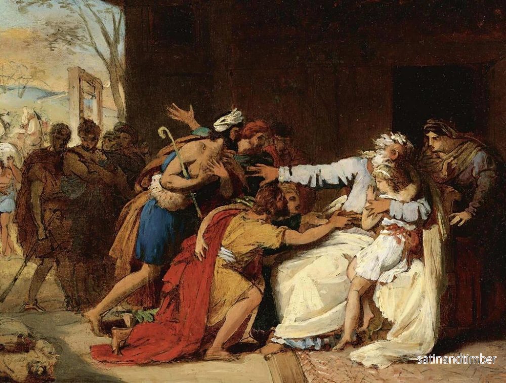 Reproduktion av målningen Jacob vägrar att skicka Benjamin långt bort - Théophile Auguste Vauchelet - Bild 2