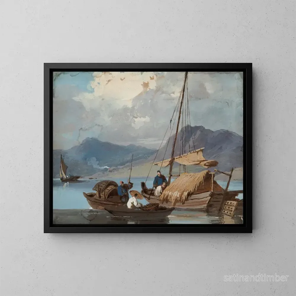 Reproduktion av målningen Bateau tanka au large de Macao - George Chinnery