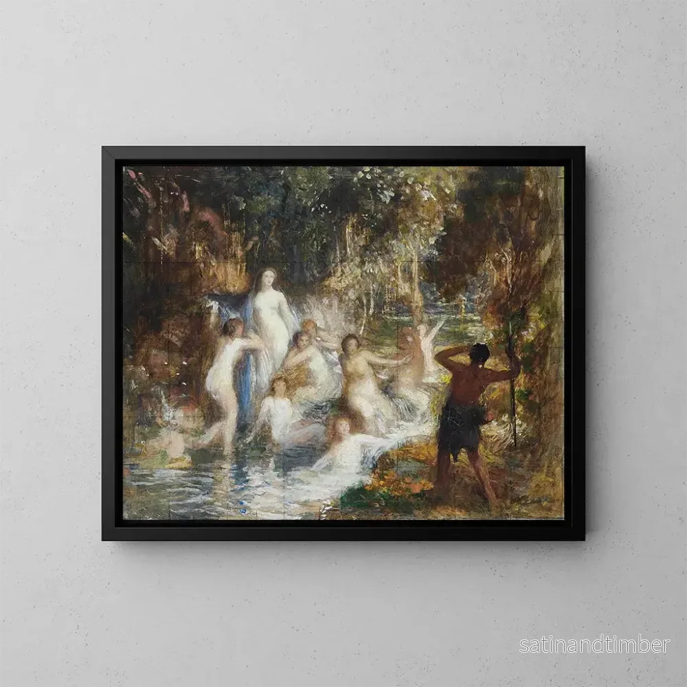 Reproduktion av målningen av allegoriska figurer i en bäck - George Spencer Watson