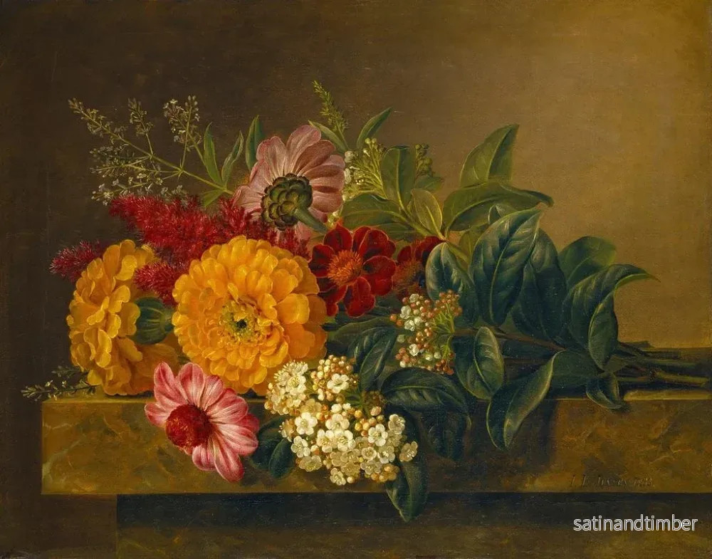 Reproduktion av målningen Blommor i en vas på en marmorskiva - Johan Laurentz Jensen - Bild 2