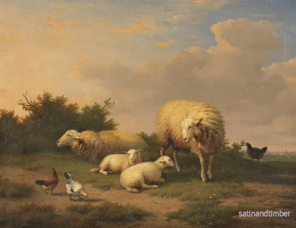 Reproduktion av målningen av får och lamm - Eugène Joseph Verboeckhoven - Bild 2