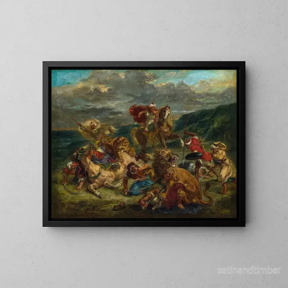 Reproduktion av målningen Jakt på lejon - Eugène Delacroix