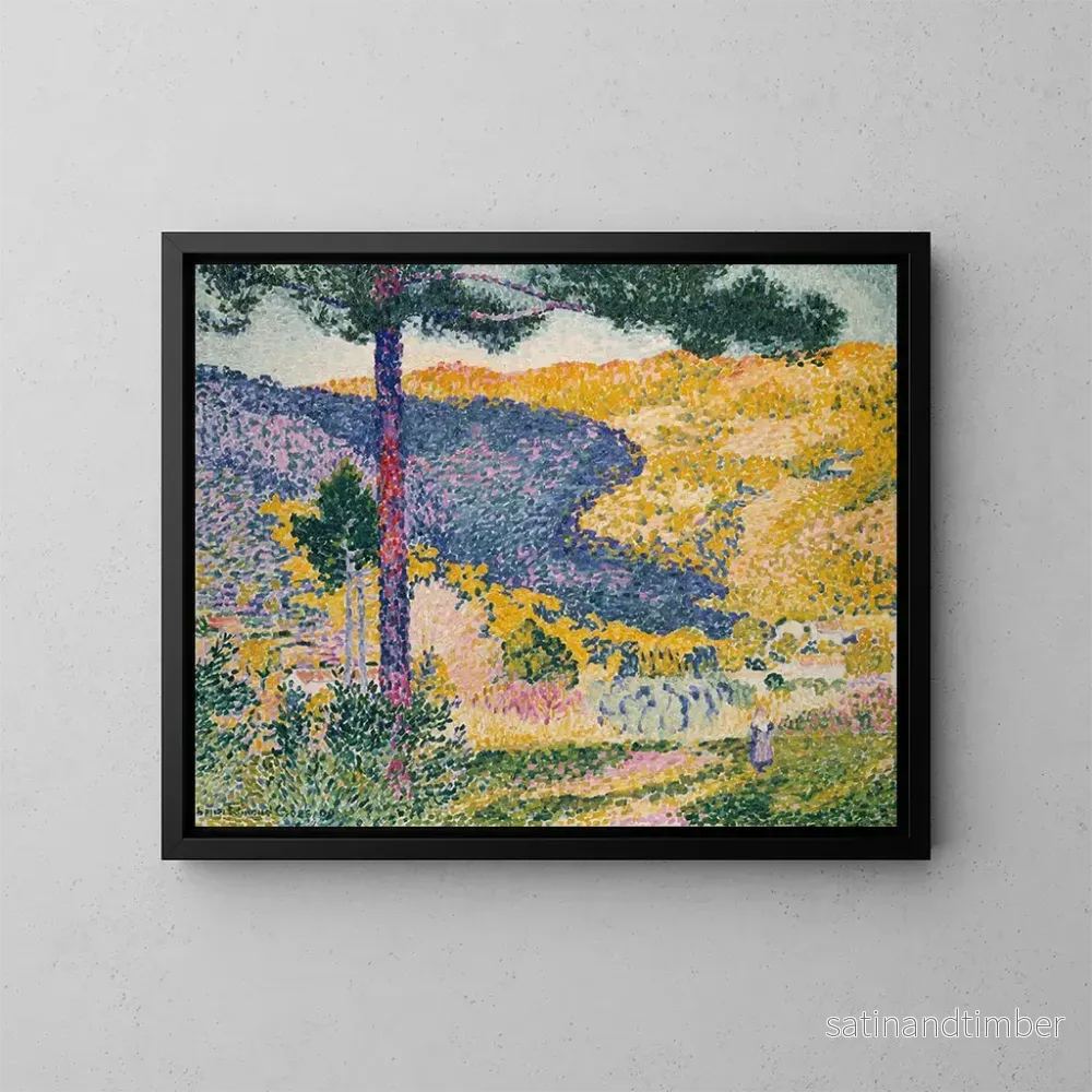 Reproduktion av målningen Vallée med skugga av granar på berget - Henri-Edmond Cross