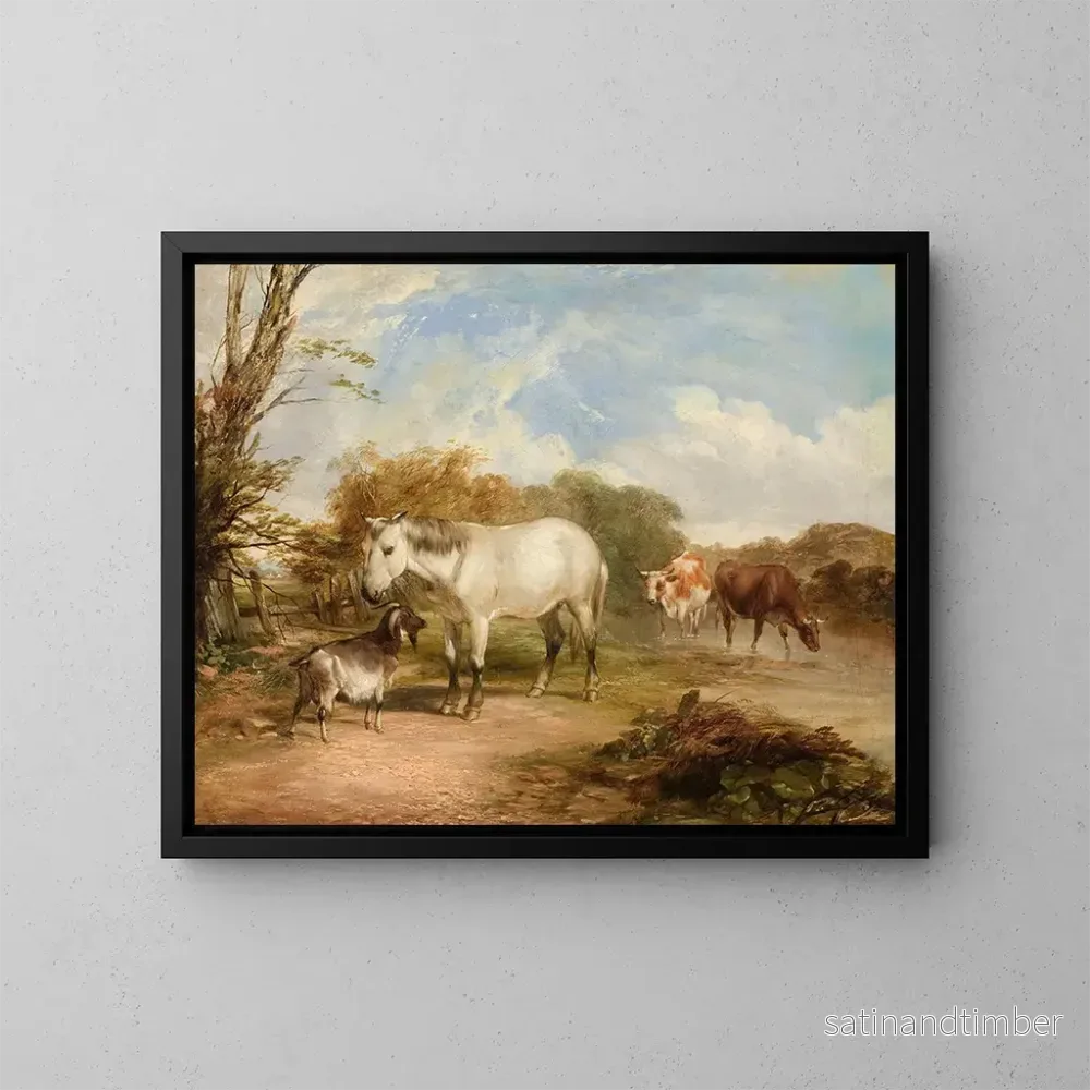 Reproduktion av målningen Pastoral scen med en häst - Thomas Sidney Cooper
